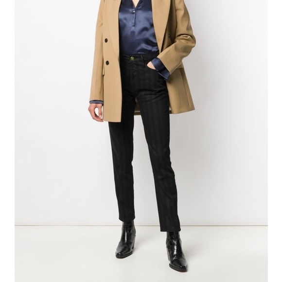 FRAME Denim Le Sylvie Slender Straight Tonal Stripe Jeans Black Women Size 28 - Picture 6 of 11